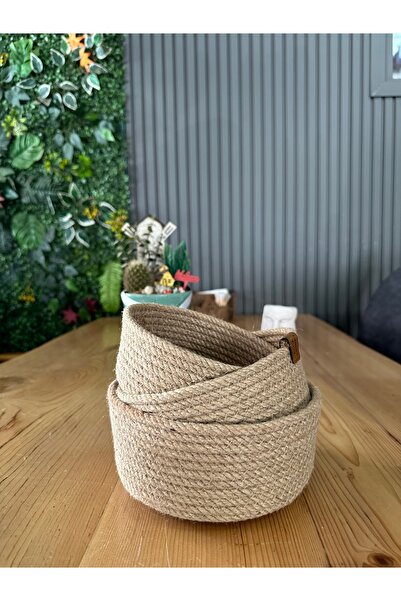 KODAL Οργανωτής καλαθιών από φυσικό ψάθινο γιούτα 3 τεμαχίων