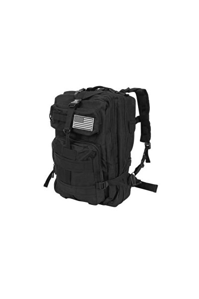 ISO TRADE Tactical backpack/sack, 5 compartments, 600D polyester, black, 38 L, 37x29x55 cm, Isotrade