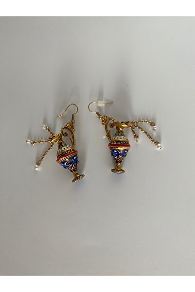 Arif KOÇ 24 ayar altın kaplama el yapımı fransız güğümü çelik vintage küpe