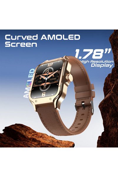 Promate XWATCH-RM Smartwatch – 1.78" AMOLED, Bluetooth Calls, Fitness & Health Tracker – Gold