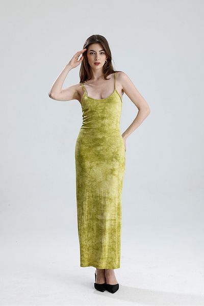 Sense Φόρεμα Lycra Viscose με λουράκι με σχισμή |   ELB35782 ΦΙΣΤΙΚΟ ΠΡΑΣΙΝΟ ΜΠΑΤΙΚ