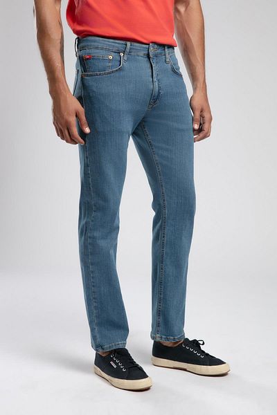 Lee Cooper بنطلون جينز رجالي من Ricky عالي الخصر وقص مستقيم وفتحة مستقيمة من Asmin Db Mid