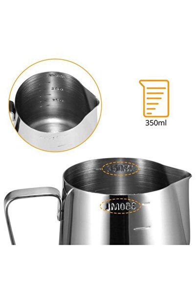 SIKS ® Milk Jug, Milk Frothing Pitcher, Cappuccino, Barista Pitcher Type, 350 ml, Stainless Steel