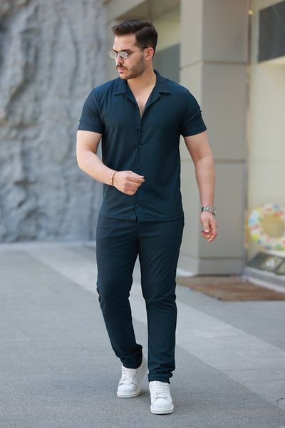 Kokosh moda Men's Ottoman Fabric Trousers Shirt Set