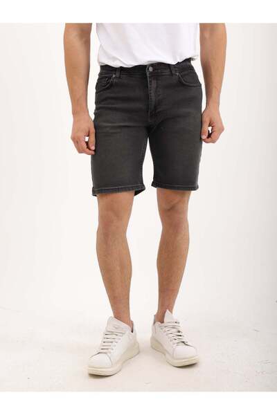 Cuqq Denim شورت جينز رجالي ذو قصة عادية ومغسول بالحمض