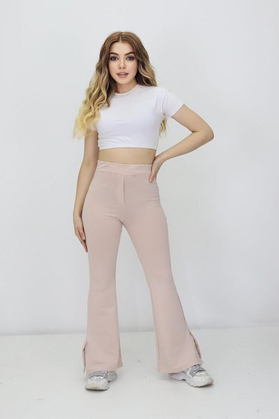 GZT TEKSTİL Leggings spaniole de damă cu talie înaltă și detaliu cu fantă