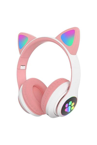 SIKS Foldable Wireless Headphones, Cat Ears, Bluetooth 5.0, Handsfree, HiFi, Bass Stereo, LED, TF