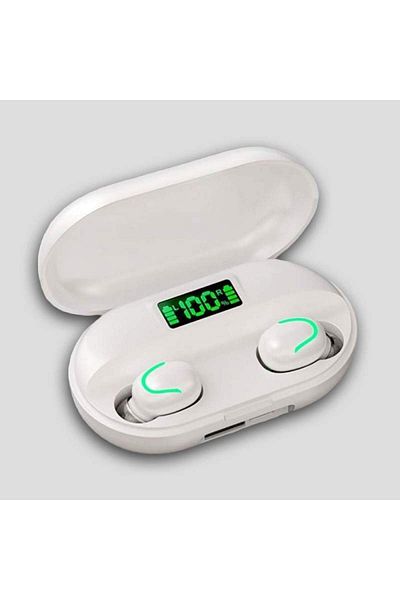SIKS Căști wireless TWS ®, afișaj LED, sunet HD, albe, Bluetooth