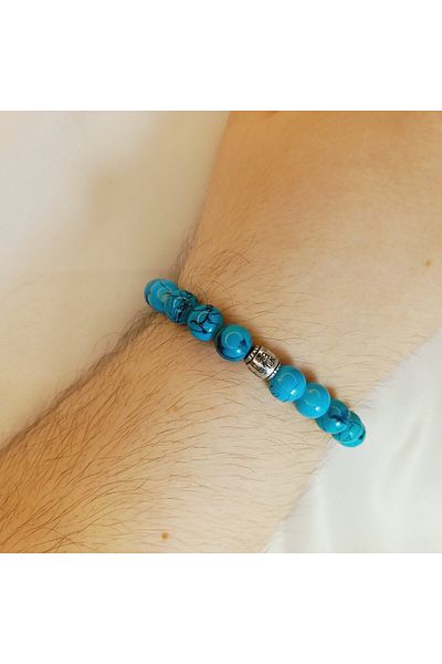 Crystal Atelier Turquoise Stone Men's Bracelet-Gift Handmade Energy Stone Beaded Stylish Design Men's Bracelet