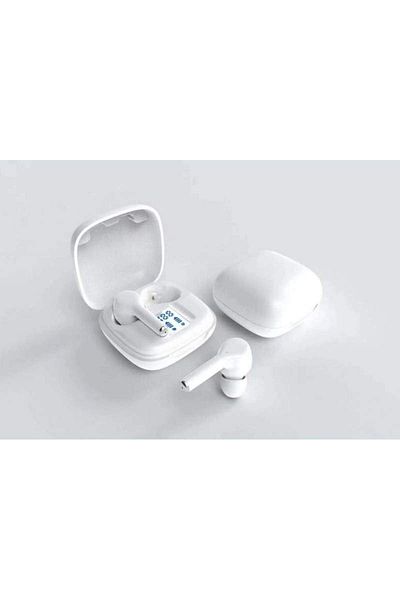 SIKS Căști wireless Bluetooth 5.0, apeluri hands-free, carcasă de încărcare, albe