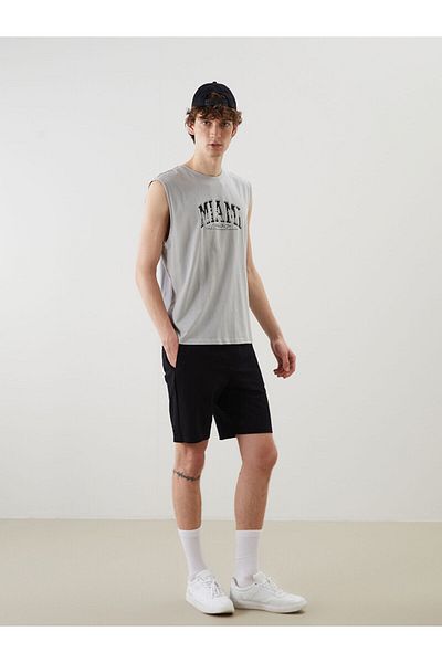 LC Waikiki Crew Neck Printed Combed Cotton Men's Sleeveless T-Shirt