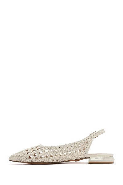 Derimod Women's Cream Knitted Open Back Ballerinas 25Sfd443429