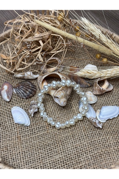 BY KUMRU 5 Adet Barok İnci Esnek Bileklik