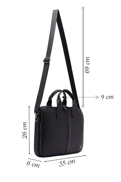 Derimod Men's Black Long Strap Leather Laptop Bag 25Sbd3530Ft