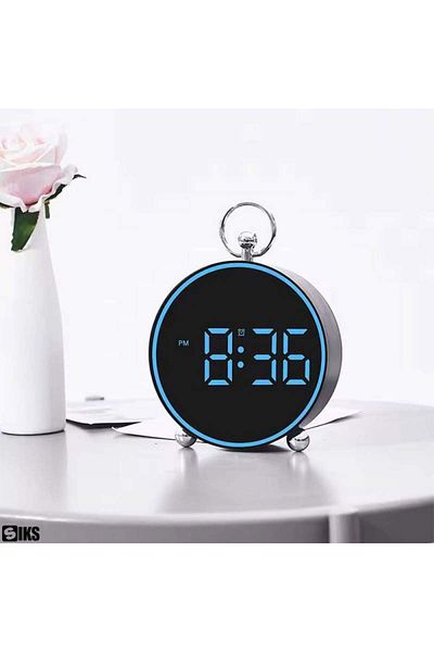 SIKS Digital Table Or Wall Clock, With Blue Display, Customizable Alarm, Snooze, Led Light