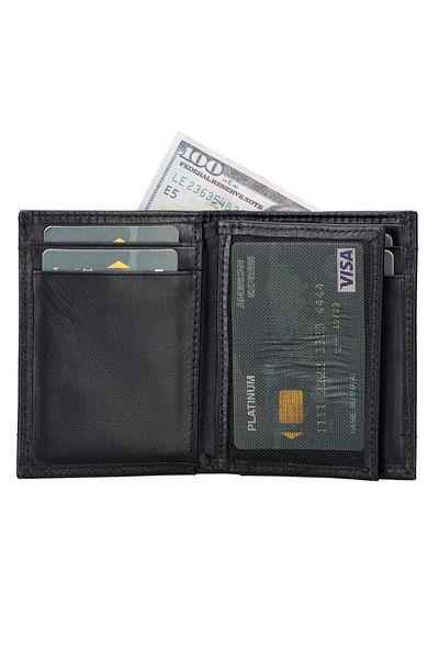 swilex Airmaka Airtag Compatible Leather Men's Wallet Rst1 Black