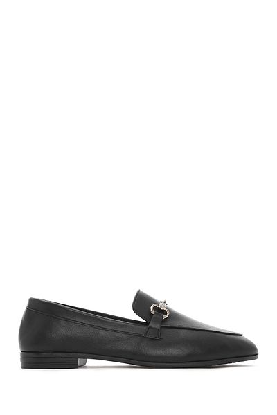 Derimod Women's Black Buckle Leather Loafer 25Sfd351618
