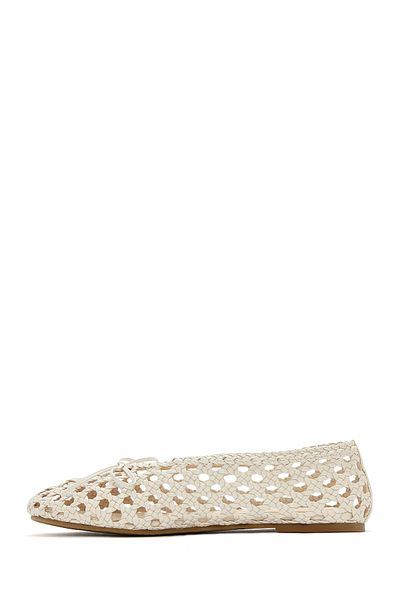 Derimod Women's Cream Knitted Ballerinas 25Sfd443629