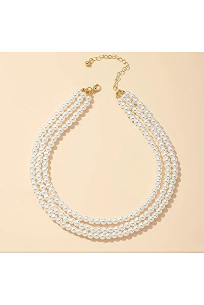 BY KUMRU 3lü Krem İnci Kolye