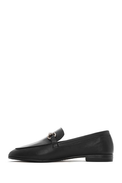 Derimod Women's Black Buckle Leather Loafer 25Sfd351618