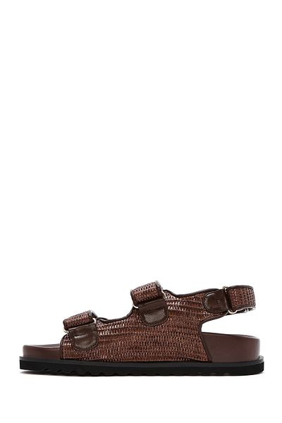 Derimod Women's Brown Strappy Straw Sandals 25Sfd4423M7