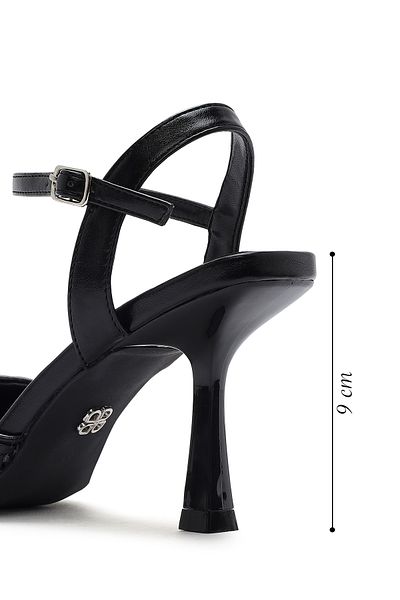 Derimod Women's Black Ankle Buckle Braided Thin Heeled Shoes 25Sfe493214