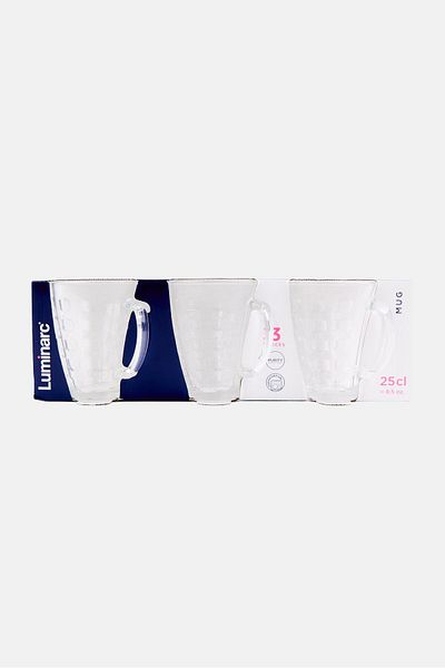 Luminarc 3 Piece Swivel Pop Mug Set 250 ml, Transparent