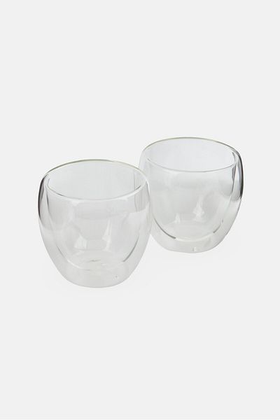 Catherine Malandrino 2 Pieces Borosilicate Glass Coffee Cup 150 ml, Transparent