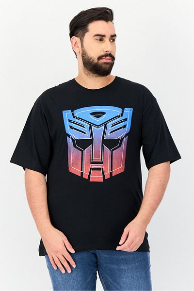 transformers Men Crew Neck Short Sleeves Graphic Print T-Shirt, Black