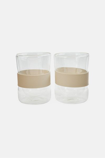 Bebe 2 Pieces Borosilicate Glass Cup With Silicone Sleeve 320 ml, Transparent