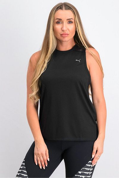 Puma قميص داخلي نسائي بدون أكمام من القماش الشبكي، أسود