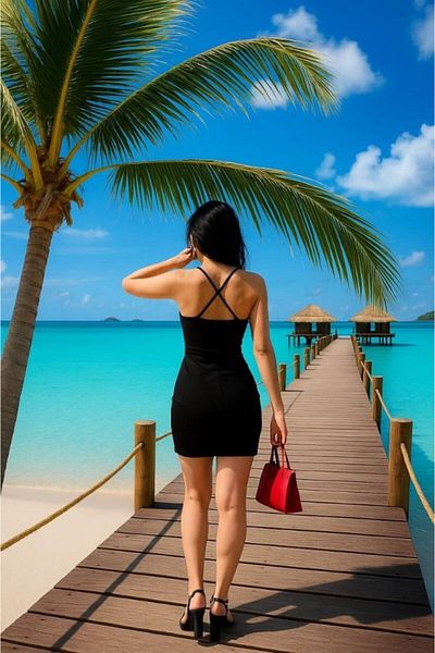 modaserdem Women's Slit Detailed Strap Double Breasted Neckline Scuba Crepe Fabric Dress