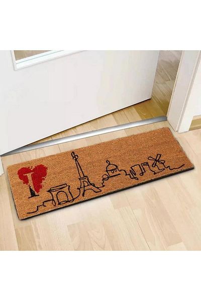 Generic EVIDECO Non-Slip Backing Attractive Design Long N Door Mat Black and Brown 25 x 75cm 140481069