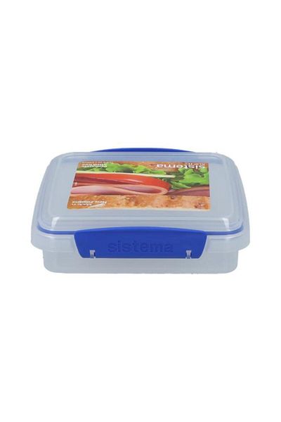 Generic صندوق ساندويتش سيستيما كليب إت شفاف وأزرق 450 مل (متعدد الألوان)