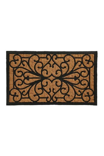 Generic HONEY BEE Rectangular Shaped Rubber and Coir Wrought Panama Door Mat Black and Brown 45 x 75cm