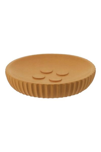 Generic طبق صابون دائري من البولي ريزين بتصميم مخطط أنيق من تندانس، لون خردل، 11 سم، 64103199