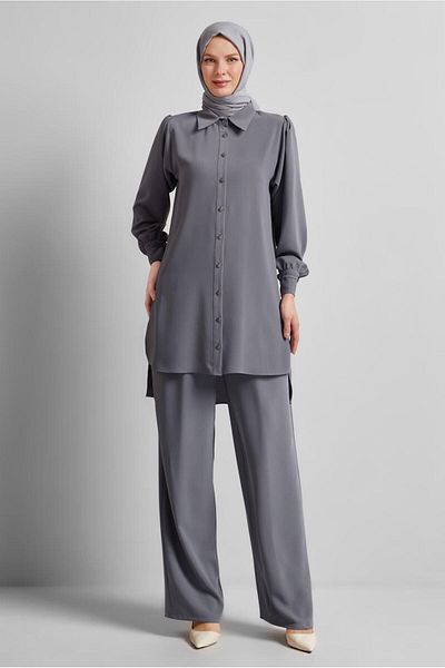 Alvina Shirt Collar Trousers Suit 45617