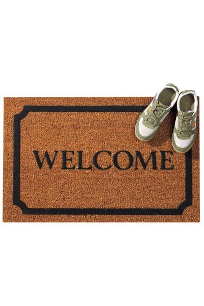 Generic DeCoir Rectangular Shaped Welcome with Border Uscoa Door Mat Brown and Black 18 x 30inch