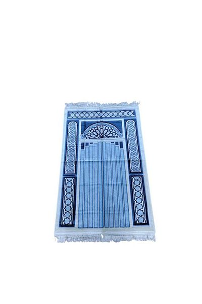 Generic Slico Arenno Elegant Pattern High Quality Velvet Prayer Mat Navy and Light Blue 700100020
