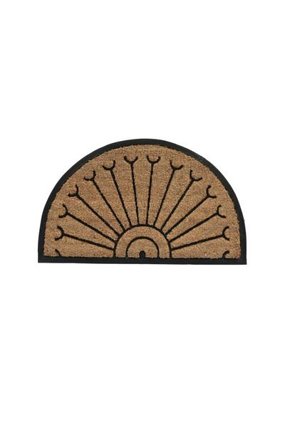Generic HONEY BEE Fade Resistant Design Half Moon Tuffy Rubber Door Mat Brown and Black 45 x 75cm