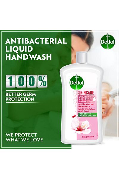 Dettol Hand Wash Liquid Soap Skincare Refill Rose & Sakura Blossom Fragrance 1 Litre