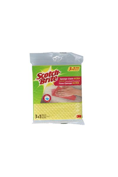 Generic Scotch Brite 4-Piece Multi-Purpose Ultra Cleaning Sponge Cloth Wipe Multicolor UU005544703