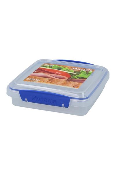 Generic صندوق ساندويتش سيستيما كليب إت شفاف وأزرق 450 مل (متعدد الألوان)