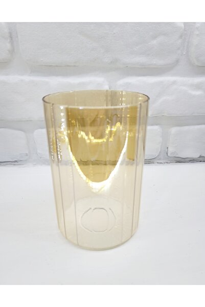 Genel Markalar Bal Rengi Çizgili Parlak Boru Cam Avize Şamdan Abajur Camı Yedek Parça 10x15 cm E27 Duya Uygun