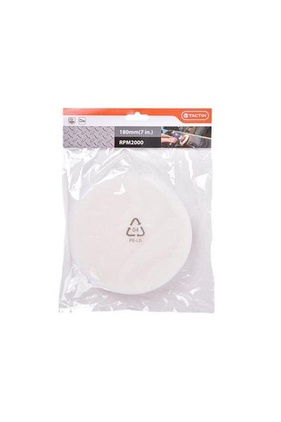 Generic Tactix 2000 rpm Foam Velcro Medium Polishing Sponge White 180mm 446879