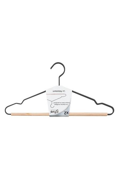 Generic Five Simply Smart 2-Piece High Quality Metal and Wooden Cloth Hanger Set Beige and Black 167829