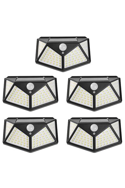 FİAPFO Set of 5 Outdoor Solar Lamps, APF, 100 SMD LED, With Motion and Light Sensor, 3 Operating Modes