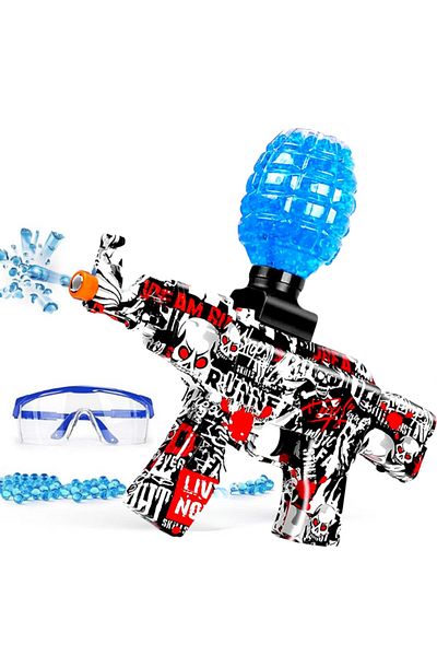 LUDIRO Toy Automatic Rifle, 5000 Gel Balls 7-8 Mm, AK47, Battery with USB Charging, + 14 Years