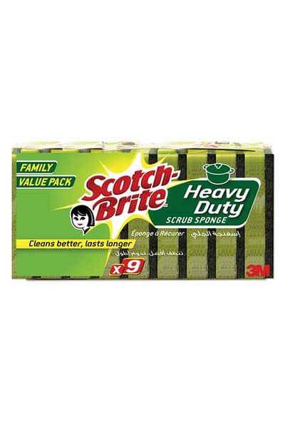 Generic Scotch Brite 9-Piece Heavy Duty Classic Flat Laminate Scrub Sponge Green