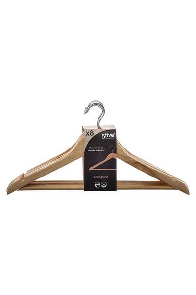 Generic Five Simply Smart 8-Piece Durable High Quality Wooden Cloth Hanger Set Beige and Silver 151505